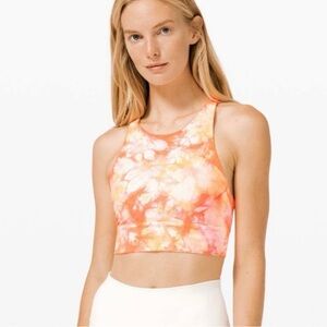 lululemon athletica Long Line Energy Bra Shibori White Grapefruit. Size 4
